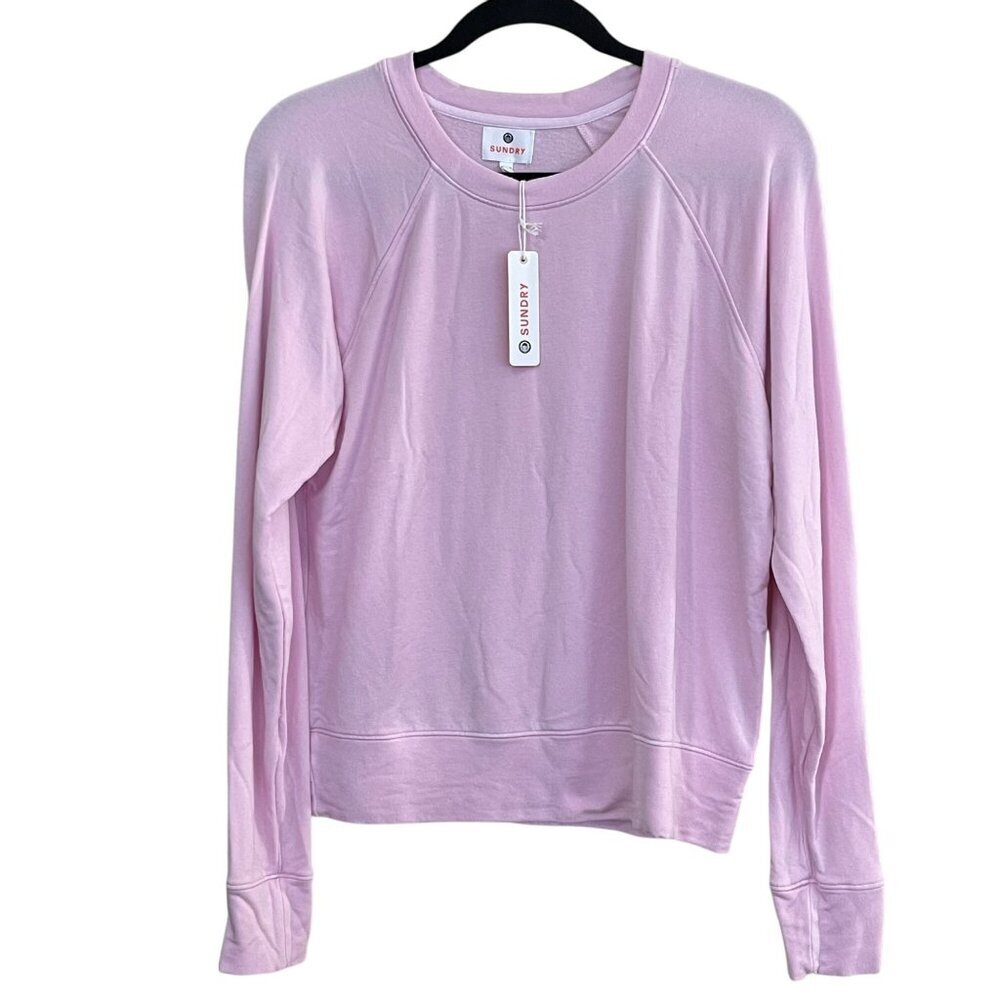 Sundry Pink Crewneck Pullover Sweatshirt Long Sleeve Top NEW Large